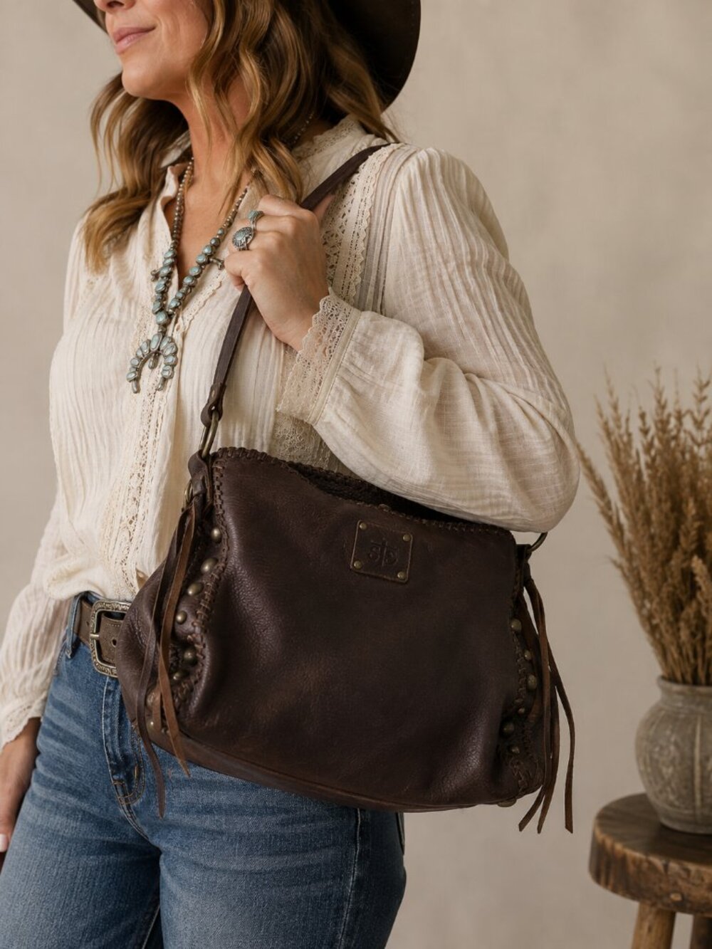 STS Ranchwear Maggie Mae Chocolate Brown Leather Shoulder Bag STS33563
